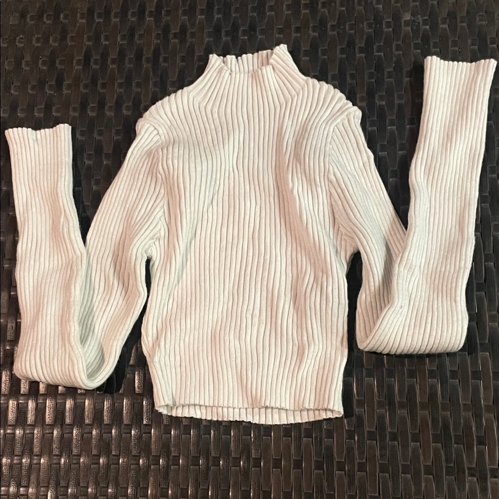 SHEIN White Ribbed Turtleneck Sweater